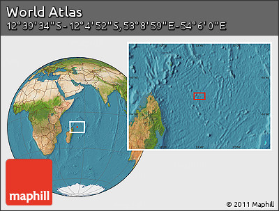 Satellite Location Map of the Area around 12° 22' 13" S, 53° 37' 30" E