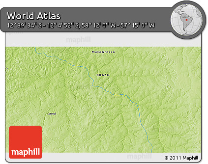 Physical 3D Map of the Area around 12° 22' 13" S, 57° 43' 30" W