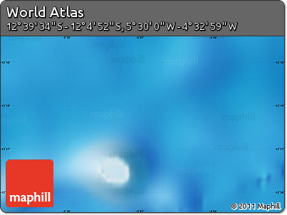 Shaded Relief Map of the Area around 12° 22' 13" S, 5° 1' 30" W