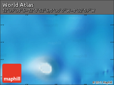 Shaded Relief Map of the Area around 12° 22' 13" S, 5° 1' 30" W
