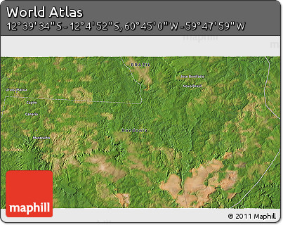 Satellite 3D Map of the Area around 12° 22' 13" S, 60° 16' 29" W