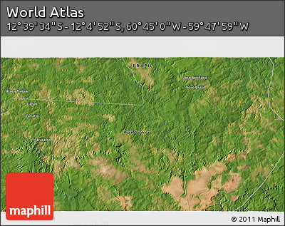 Satellite 3D Map of the Area around 12° 22' 13" S, 60° 16' 29" W