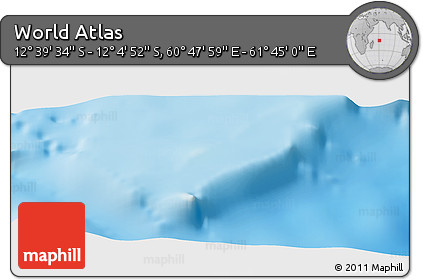 Physical Panoramic Map of the Area around 12° 22' 13" S, 61° 16' 29" E