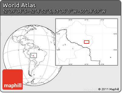 Blank Location Map of the Area around 12° 22' 13" S, 61° 7' 30" W