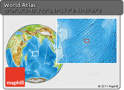 Physical Location Map of the Area around 12° 22' 13" S, 66° 22' 30" E