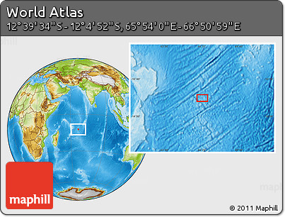 Physical Location Map of the Area around 12° 22' 13" S, 66° 22' 30" E