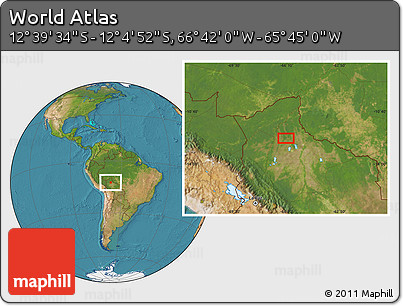 Satellite Location Map of the Area around 12° 22' 13" S, 66° 13' 29" W