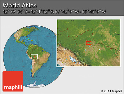 Satellite Location Map of the Area around 12° 22' 13" S, 66° 13' 29" W