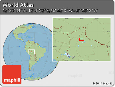 Savanna Style Location Map of the Area around 12° 22' 13" S, 66° 13' 29" W