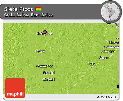 Physical Panoramic Map of Siete Picos