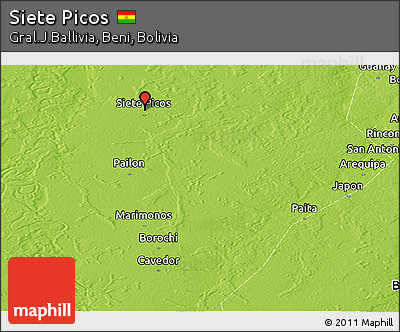 Physical Panoramic Map of Siete Picos