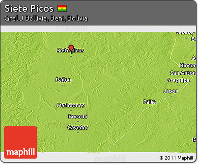 Physical Panoramic Map of Siete Picos