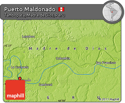 Physical Map of Puerto Maldonado