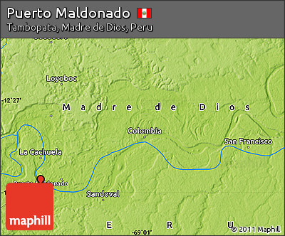 Physical Map of Puerto Maldonado