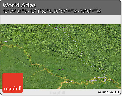 Satellite 3D Map of the Area around 12° 22' 13" S, 70° 28' 29" W