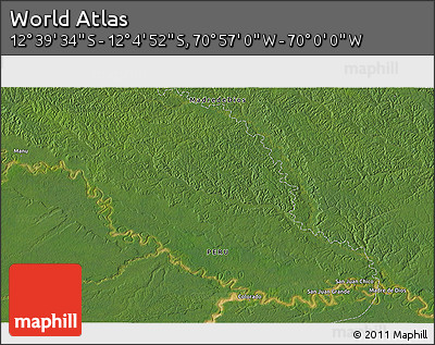 Satellite 3D Map of the Area around 12° 22' 13" S, 70° 28' 29" W