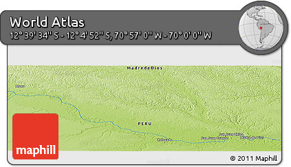 Physical Panoramic Map of the Area around 12° 22' 13" S, 70° 28' 29" W