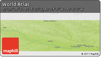 Physical Panoramic Map of the Area around 12° 22' 13" S, 70° 28' 29" W