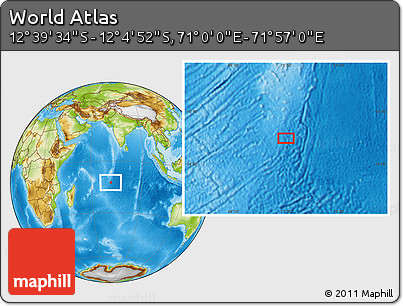 Physical Location Map of the Area around 12° 22' 13" S, 71° 28' 29" E