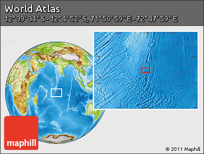 Physical Location Map of the Area around 12° 22' 13" S, 72° 19' 29" E