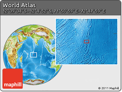 Physical Location Map of the Area around 12° 22' 13" S, 72° 19' 29" E