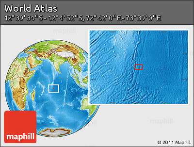 Physical Location Map of the Area around 12° 22' 13" S, 73° 10' 30" E