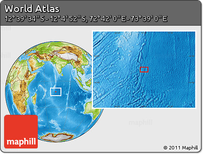 Physical Location Map of the Area around 12° 22' 13" S, 73° 10' 30" E
