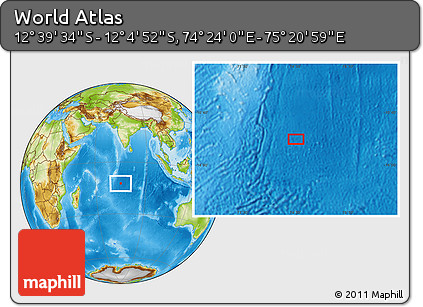 Physical Location Map of the Area around 12° 22' 13" S, 74° 52' 30" E