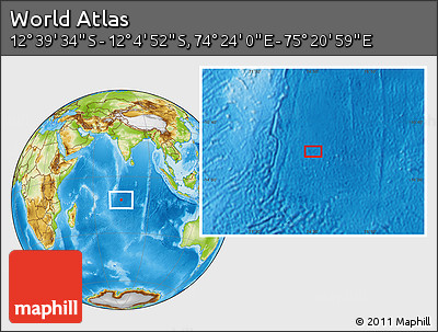 Physical Location Map of the Area around 12° 22' 13" S, 74° 52' 30" E