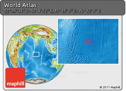 Physical Location Map of the Area around 12° 22' 13" S, 75° 43' 29" E