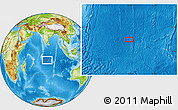 Physical Location Map of the area around 12° 22' 13" S, 78° 16' 30" E