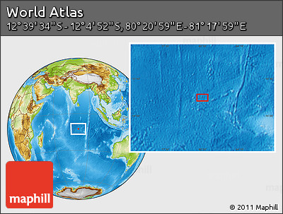 Physical Location Map of the Area around 12° 22' 13" S, 80° 49' 29" E