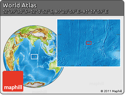 Physical Location Map of the Area around 12° 22' 13" S, 80° 49' 29" E