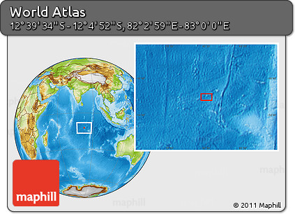 Physical Location Map of the Area around 12° 22' 13" S, 82° 31' 30" E