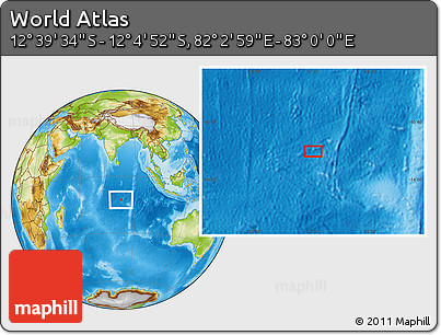 Physical Location Map of the Area around 12° 22' 13" S, 82° 31' 30" E