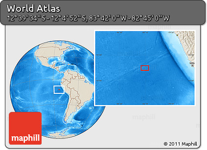 Shaded Relief Location Map of the Area around 12° 22' 13" S, 83° 13' 29" W