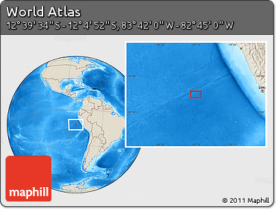 Shaded Relief Location Map of the Area around 12° 22' 13" S, 83° 13' 29" W