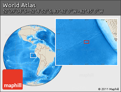 Shaded Relief Location Map of the Area around 12° 22' 13" S, 83° 13' 29" W