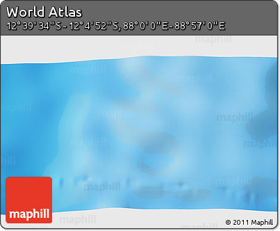 Shaded Relief 3D Map of the Area around 12° 22' 13" S, 88° 28' 29" E