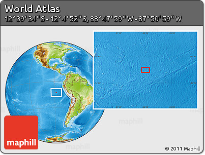 Physical Location Map of the Area around 12° 22' 13" S, 88° 19' 29" W