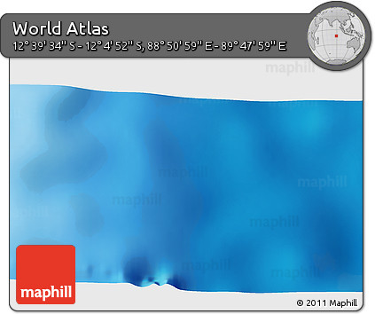 Shaded Relief 3D Map of the Area around 12° 22' 13" S, 89° 19' 29" E