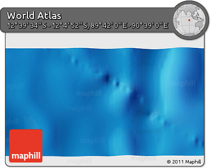 Physical 3D Map of the Area around 12° 22' 13" S, 90° 10' 30" E
