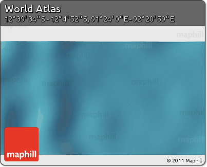 Satellite 3D Map of the Area around 12° 22' 13" S, 91° 52' 30" E