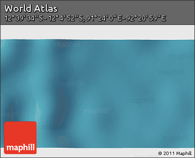 Satellite 3D Map of the Area around 12° 22' 13" S, 91° 52' 30" E