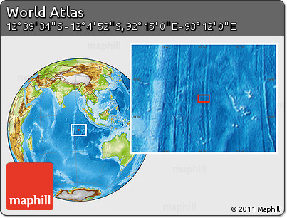 Physical Location Map of the Area around 12° 22' 13" S, 92° 43' 29" E