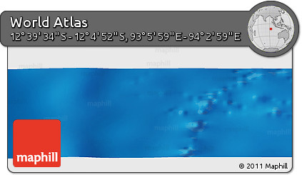 Physical Panoramic Map of the Area around 12° 22' 13" S, 93° 34' 29" E