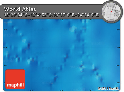 Shaded Relief Map of the Area around 12° 22' 13" S, 94° 25' 30" E