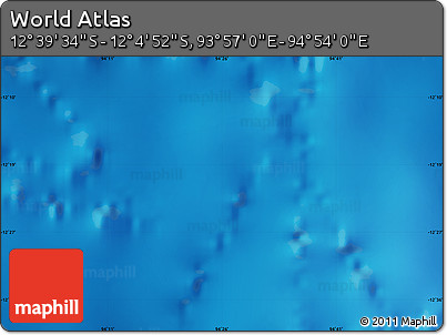 Shaded Relief Map of the Area around 12° 22' 13" S, 94° 25' 30" E