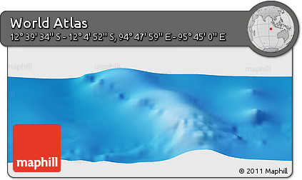 Physical Panoramic Map of the Area around 12° 22' 13" S, 95° 16' 30" E