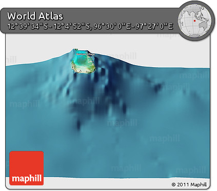 Satellite 3D Map of the Area around 12° 22' 13" S, 96° 58' 29" E